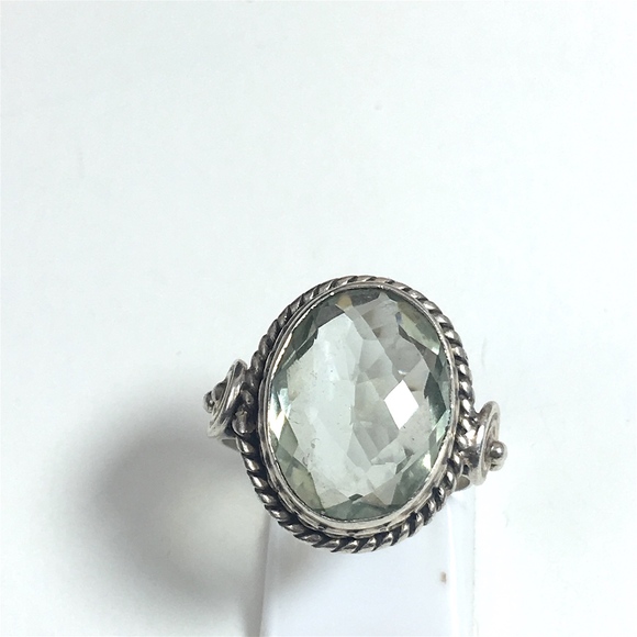 Jewelry - BOLD CLEAR Quartz CRYSTAL STERLING SILVER RING-8.5